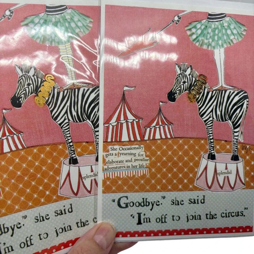 Curly Girl Design Circus‎ Adventure Greeting Cards Leigh Standley Zebra 2 Pack